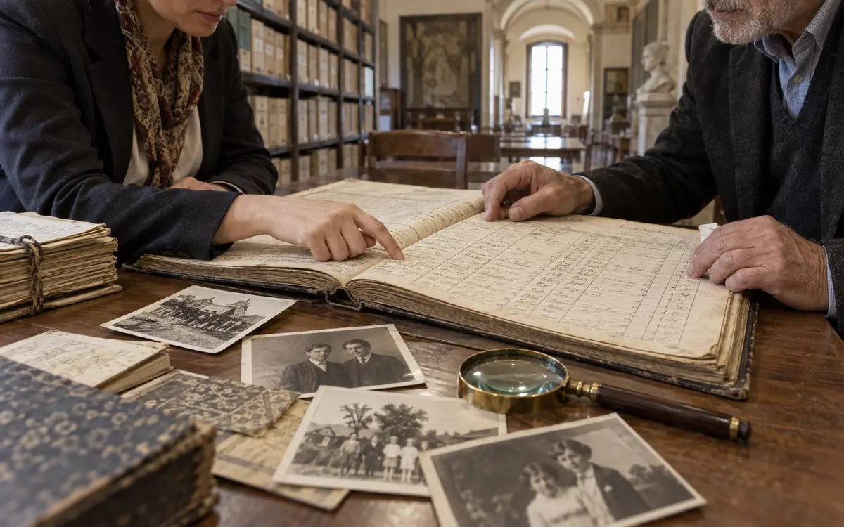 Turismo delle radici: ricerca delle origini familiari attraverso registri e fotografie storiche